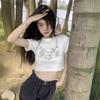2024 Summer Women's White Short Sleeve Crop Top: Sweet & Spicy Slim Fit T-Shirt - Trendy BM Style