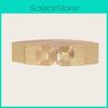 Metal Gold Women Waist Belt Snap Fastener Asymmetric Design Outerwear Dresses