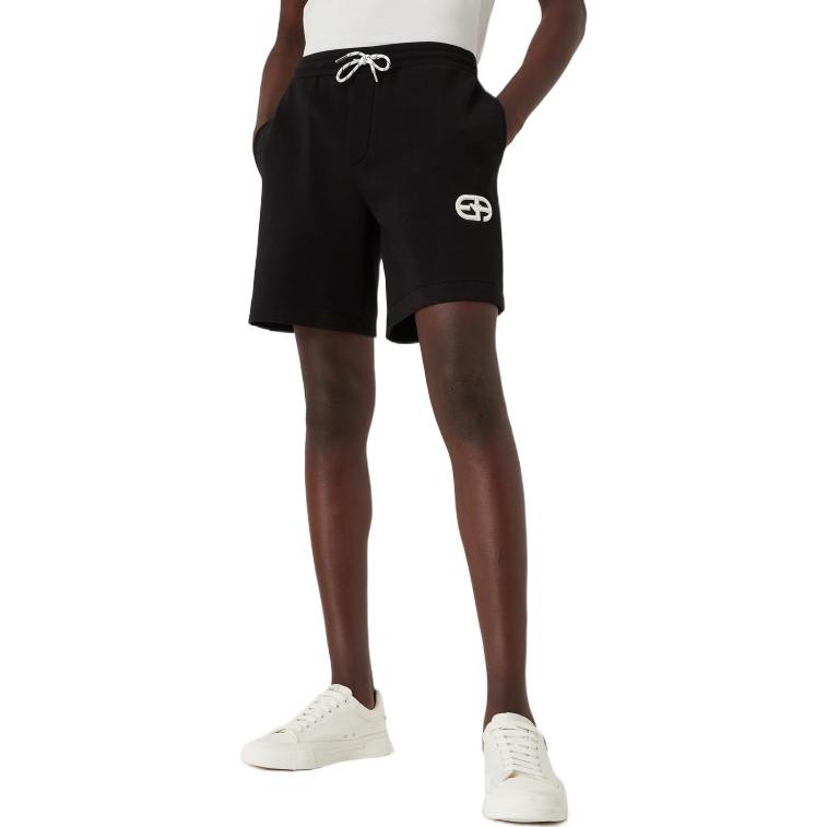 Emporio Armani Ss22 Solid Color Straight Leg Drawstring Loose Casual Shorts Men shorts Black 3L1PFU-1JHSZ-0999