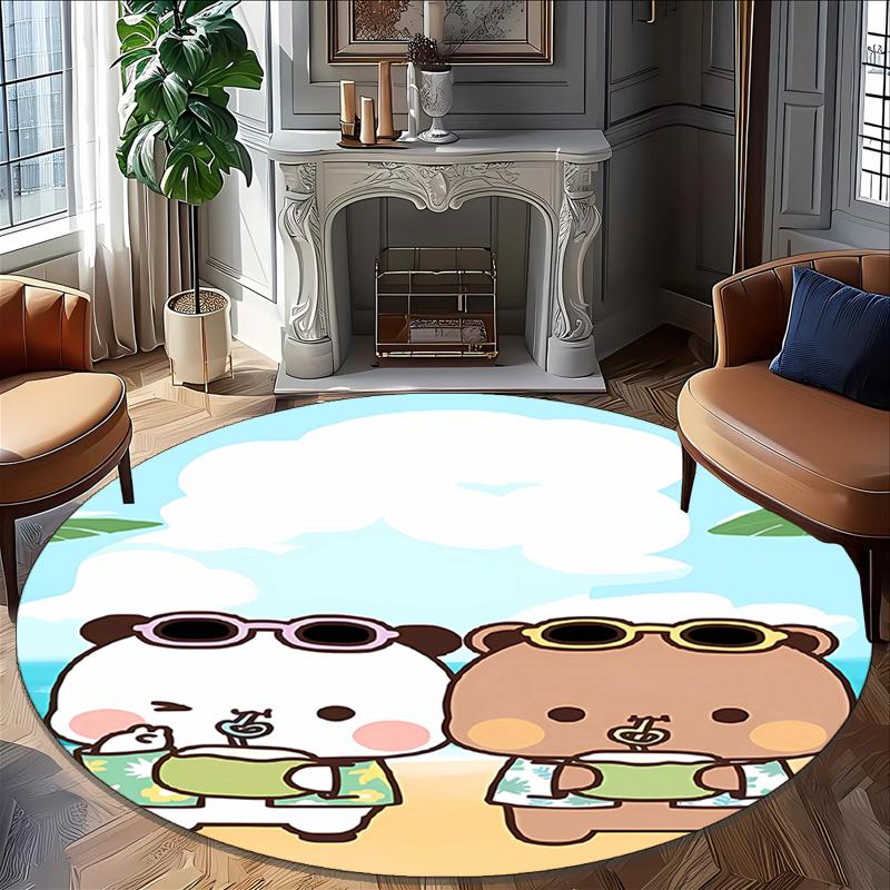 1pc Yier BuBu Bear3 Print Round Carpet Chair Round Carpet Suitable for Bedroom Living Room Home Decorative Carpet