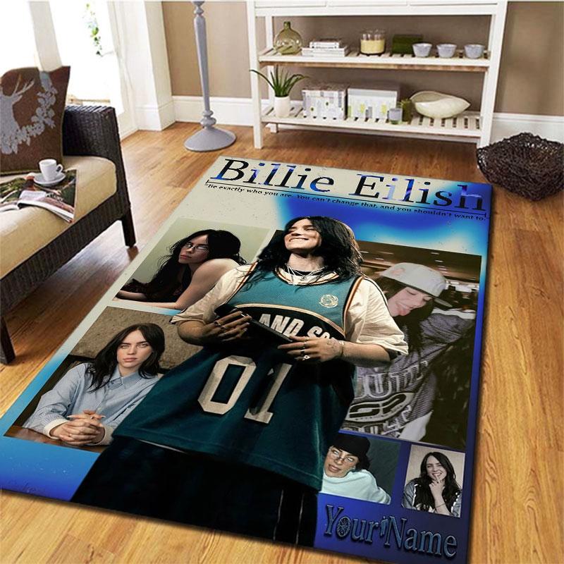 Billie Eilish Custom Name Carpet Rug for Living Room Bedroom Home Sofa Decoration,Kids play Non-slip Floor Mat