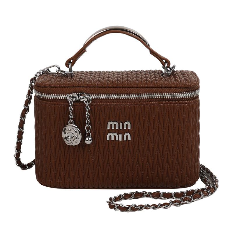 

Portable pleated box bag, new fashion chain shoulder bag, large-capacity messenger bag.
