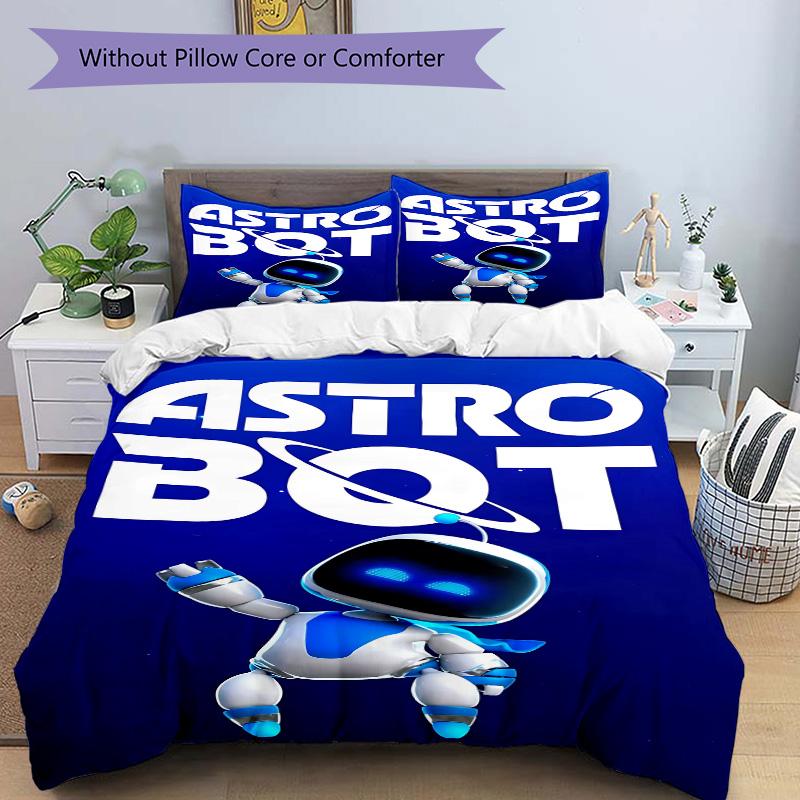 Astro Bot Przygoda Nadruk 3-częściowy Komplet Pościeli Poszewka na Kołdrę z 2 Poszewkami na Poduszkę Domowy Prezent Urodzinowy