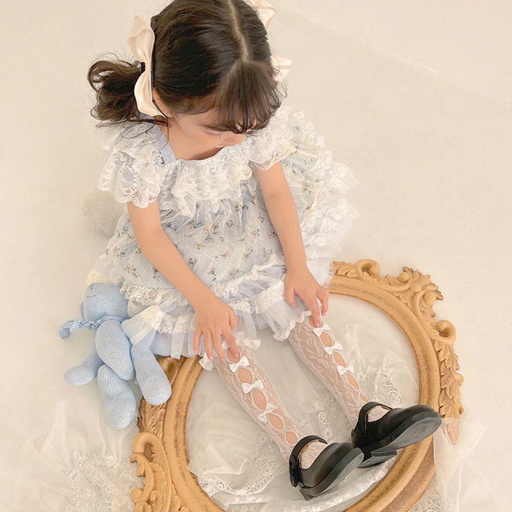 Bow Star Hollow Out Gauze Korean Style Stockings Kids Hosiery Knee High Socks Girls Long Socks
