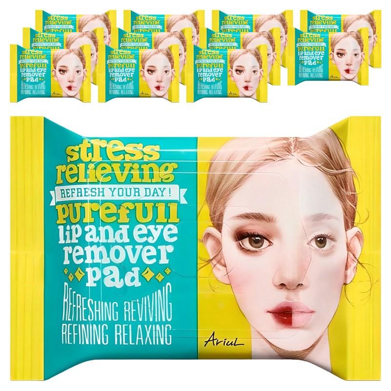 Ariul Stress Relieving Lip & Eye Remover Pads 30p, 55g, 12 pcs