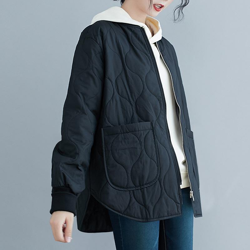 

Новая осенне-зимняя хлопковая куртка для женщин, корейская свободная повседневная бейсбольная куртка из хлопка 2XL чёрный