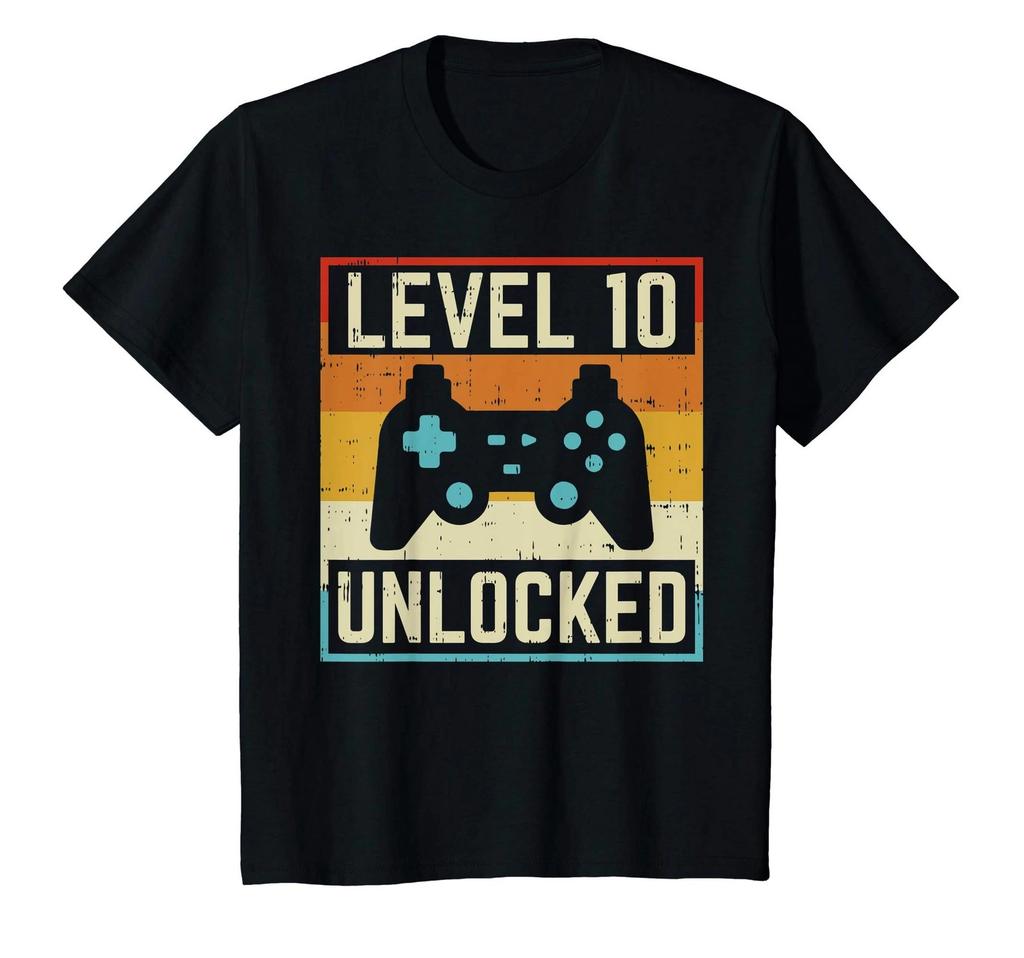 Kids Level 10 Unlocked Video Gamer Retro 10Th Birthday Game Gift T-Shirt_