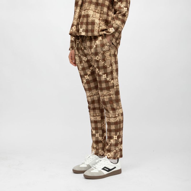 Women's Brown Tracksuit Pants with Bandana Pattern HOLLY AND JOEY