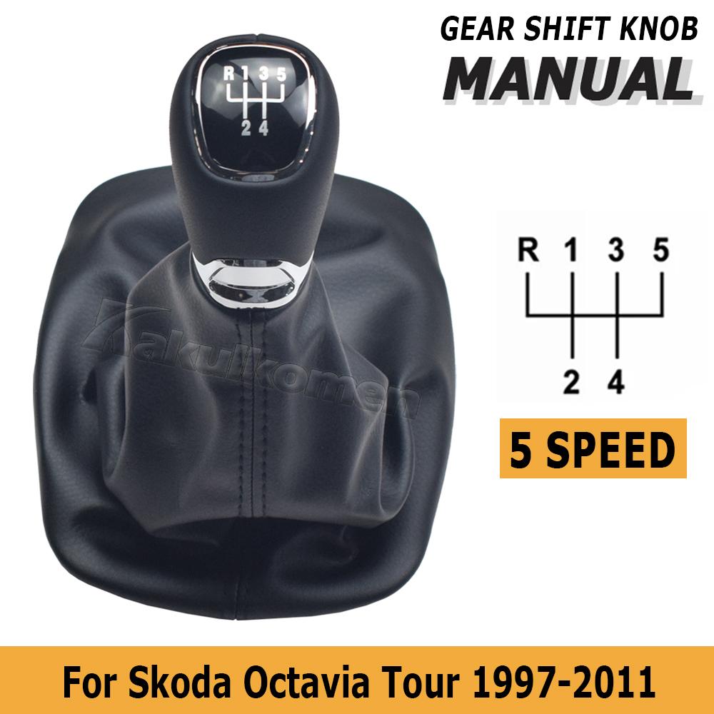 5/6 Speed Manual Gear Shift Knob Lever Pen Black Gaiter Boot Cover Case For Skoda Octavia Tour 1997-2011 Car Accessories