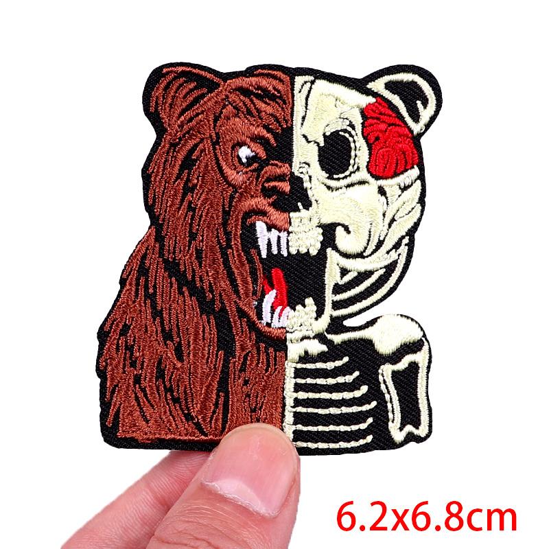 Horror Animal Butterfly Embroidered Patches Bear Cat Shark Patch Iron On Patches For Clothing Thermoadhesive Patches For Clothes