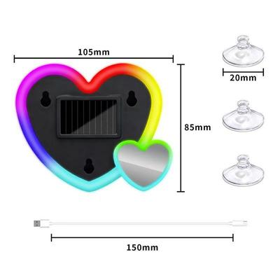 Car Solar Energy Double Heart-Shaped Atmosphere Lamp Triangular Window Peach Hea