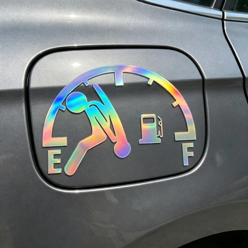 Car Reflective Fuel Tank Cap Sticker Novelty Design Fade Resistant Easy Install Exterior Decor for Trucks SUVs