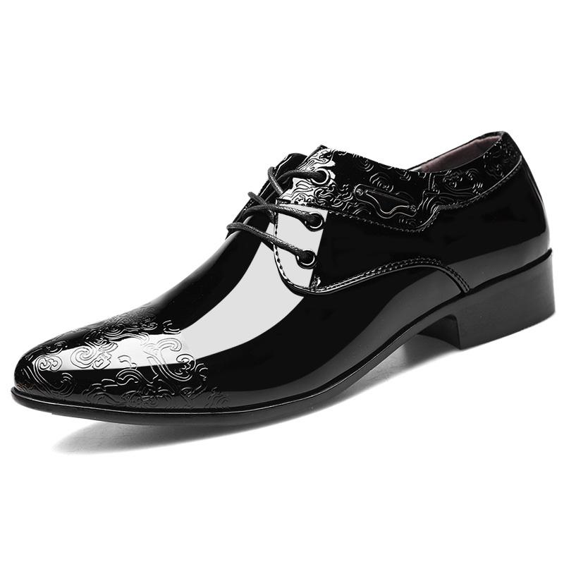 

Black Patent Leather Formal Shoes for Man Big Size 46 Pointed Toe Casual Office Shoes Men Oxfords Shoes Sapato Social Masculino 46