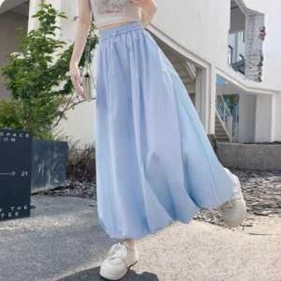 Women's High Waist Maxi Skirt Drawstring Flowy A-Line Casual Summer Long Skirt