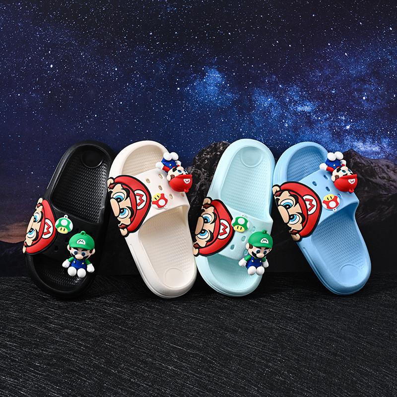 Comfortable Cartoon Mario Boys' Slippers Lightweight Soft Bottom Non-slip Design Perfect For Summer Wear