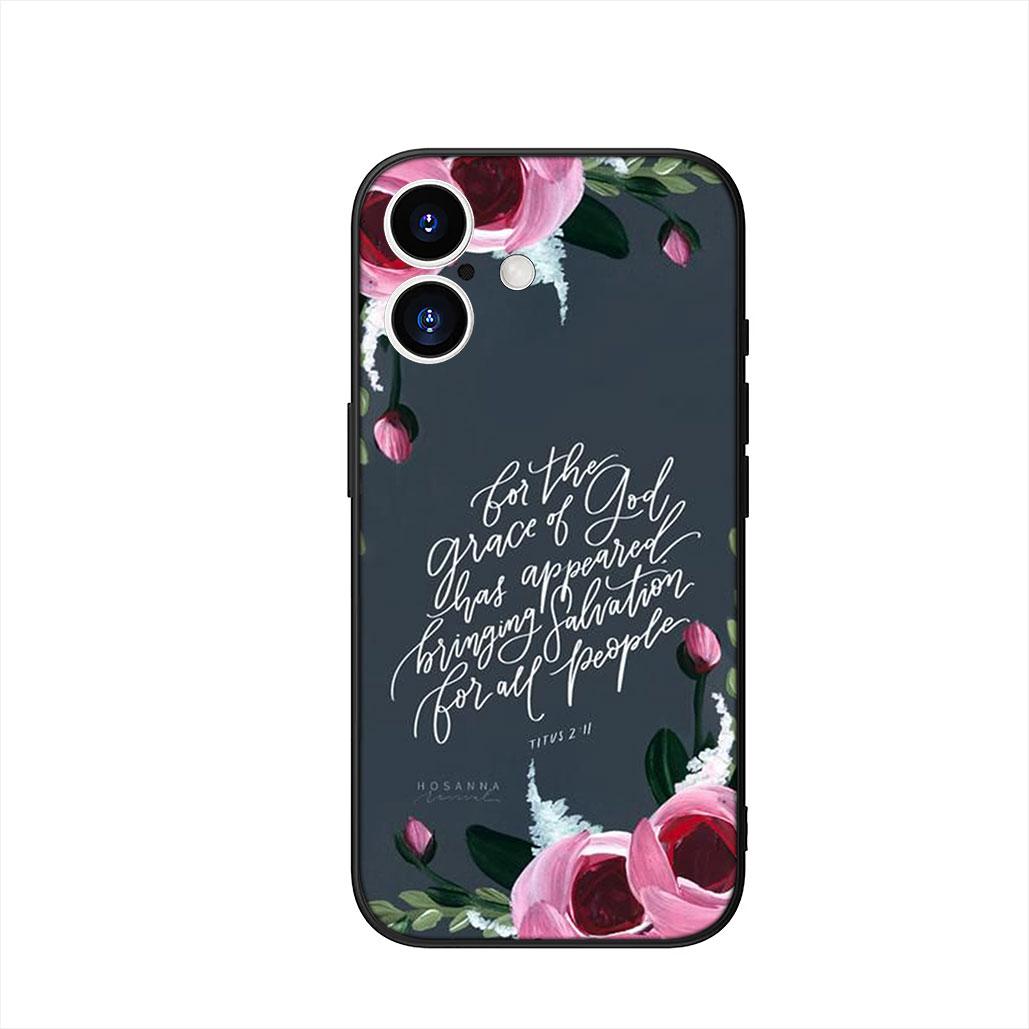 

for Apple iPhone 16 15 14 Plus 13 12 Mini 17 Pro Max + 16E Air 16+ Case Bible Verse Philippians Christian Faith God Flower iPhone 14 Pro Max