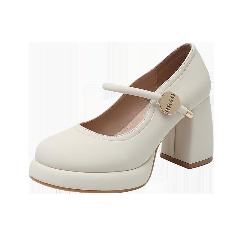 White Mary Jane main dress wedding shoes waterproof table high heels women's new small thick heel wedding bride shoes