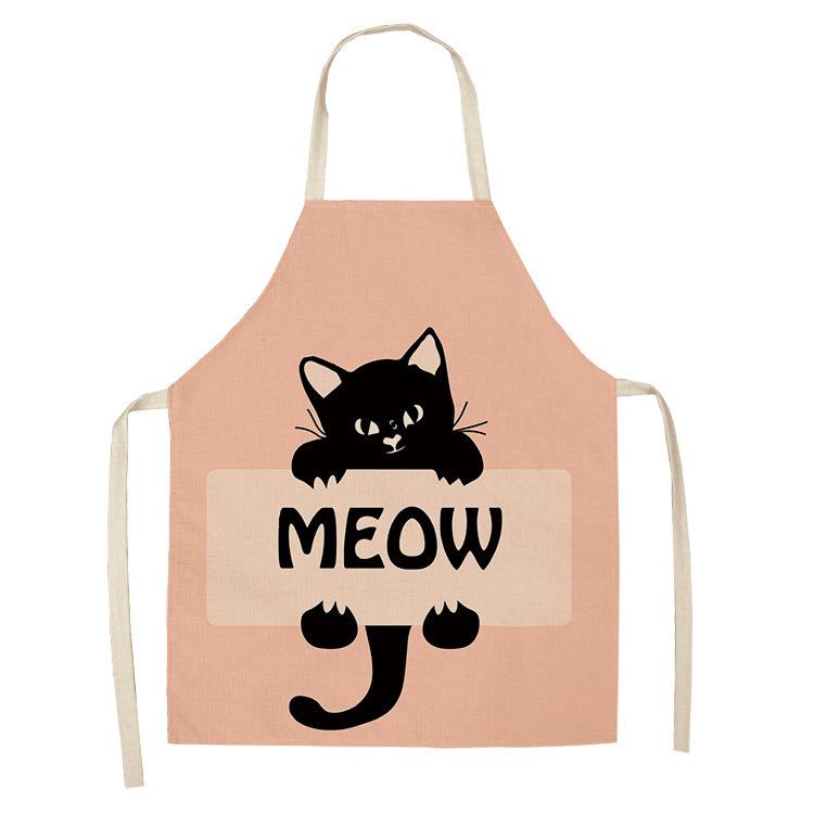 unframed 1 Pcs Cute Cat Pattern Kitchen Apron For Women Bibs Household Cleaning Pinafore Home Cooking Aprons Chef Apron For Man