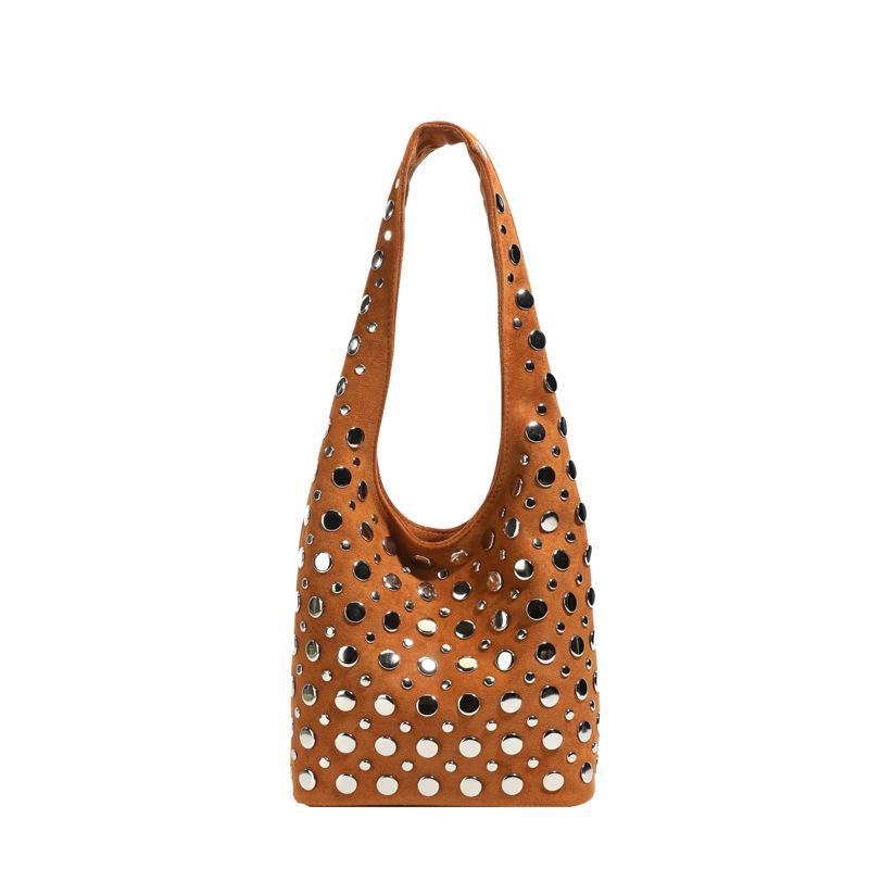 Luxus Nieten Beuteltaschen für Damen Wildlederimitat Umhängetasche Winter Nieten Handtaschen Mattes Finish Damen Tasche Shopper Tote