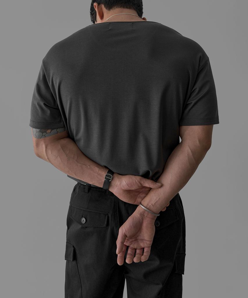 Baulopeulodeogteu Tencel Ribbed U-Neck T-Shirt [Charcoal]