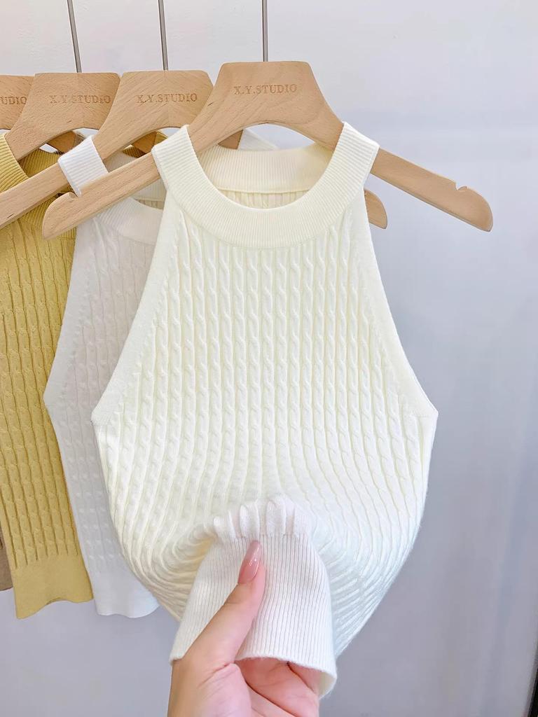 Women's Slim Fit Knitted Halter Top Camisole - Summer 2025 Sleeveless Vest