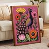 Peacock Flower Pearl Painting Kit with Frame Sparkling Bead Canvas Romantic Handmade Wall Decor Gift for Women