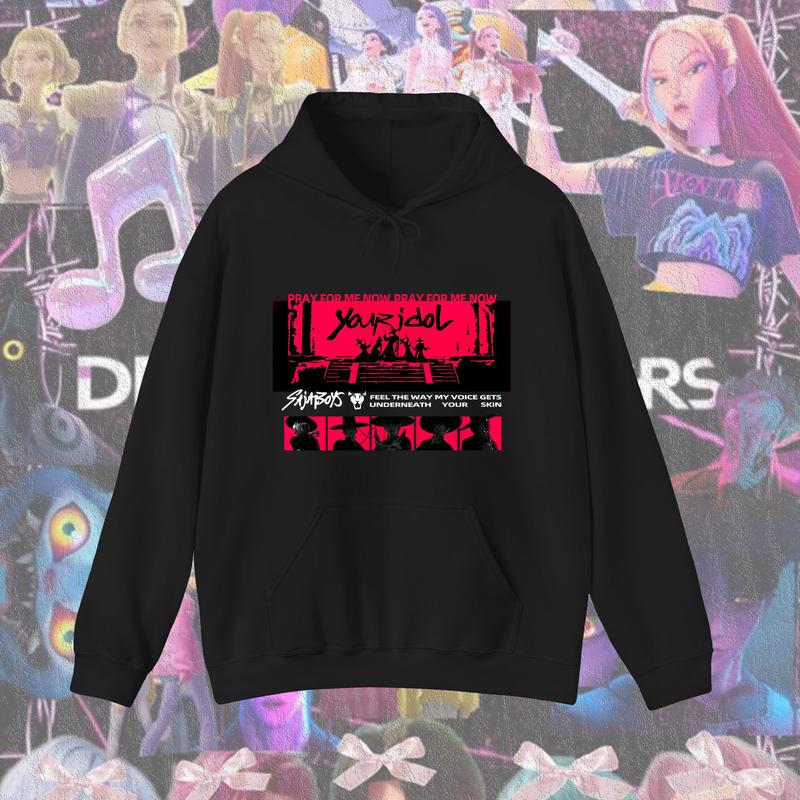 KPop Devil Hunter Sweatshirt Hooded Children's Spring and Autumn Outfit Rumi Mira Zoey Cartoon Anime Girl Long Sleeved Top