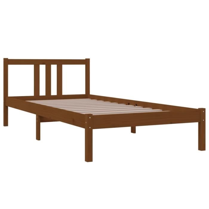 VidaXL Cadre de lit Marron miel Bois massif 90x200 cm 814872