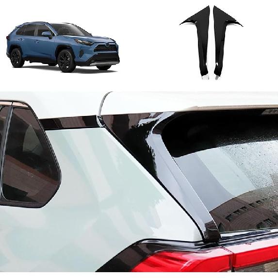 

Rear Window C Pillar Side Wing Triangle Cover Trim Compatible with Toyota RAV4 2024 2023 2022 2021 2020 2019 Exterior Car Accessories ABS 2PCS(Glossy Glossy Black Style