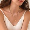 Ins Fresh Imitation Pearl Daisy White Flower Moon Pendant Necklace Women's Plated 18k Gold Stainless Steel Jewelry
