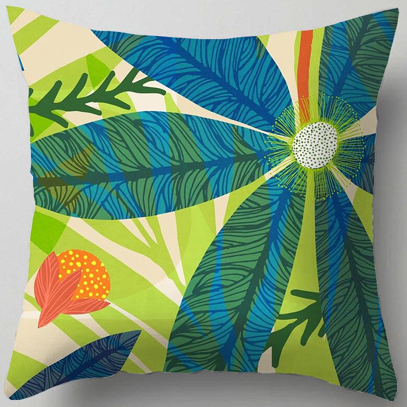 

Blue Flower and Leaf Pattern Nordic Style Living Room Sofa Office Cushion Cover Home Decor Waist Pillow 45x45cm