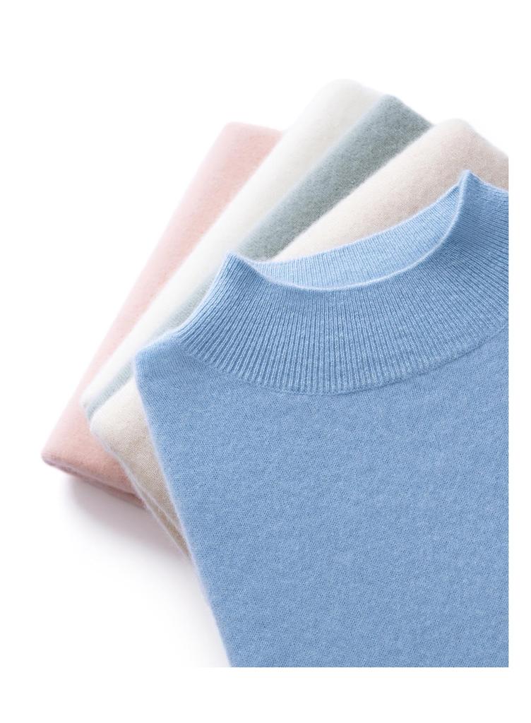 Women's Pure Cashmere Long-Sleeve Round Neck Pullover Sweater - Warm, Soft, Solid Color Base Layer