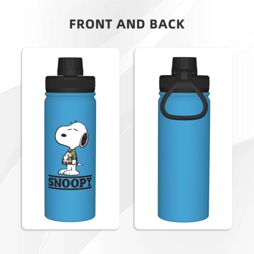 Snoopy Water Bottle, 530ml Large Capacity, Vacuum Insulated, Insulated, Hot & Cold, Sports Bottle, Direct Drinking, Screw Top, Double-Walled, Wide Mou