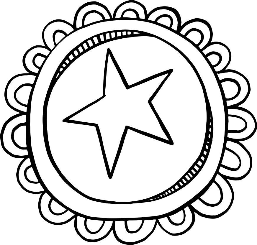 Printtoo Doodle Star In Circle Design Round Wooden Rubber Stamp Diary Card-2