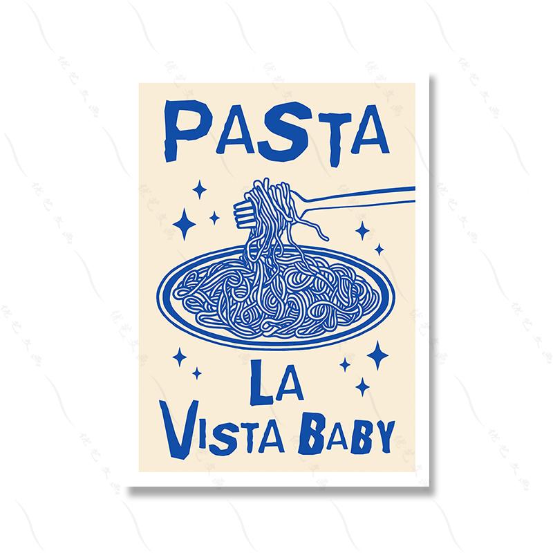 Spaghetti Ramen Noodles Wall Print Colorful Poster Retro Food Funny Wall Art Canvas Painting Trendy Decor Pictures For Kitchen