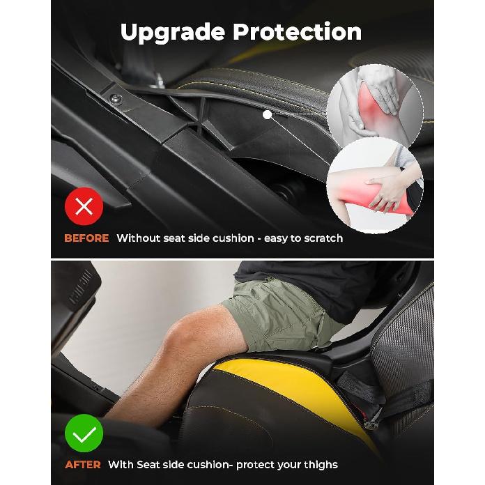 KEMIMOTO Seat Side Pad Assembly Compatible With 2017-2025 Can-Am Maverick X3 MAX And Maverick R, PU Foam Seat Side Cushion For UTV Accessories, Thigh