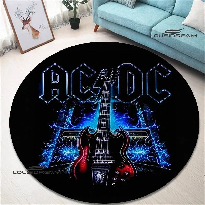 3D Rock Band AC/DC Retro Printed Round Carpet Bedroom Beautiful Carpet Non -slip Door Pad Floor Mats Area Rug Birthday Gift