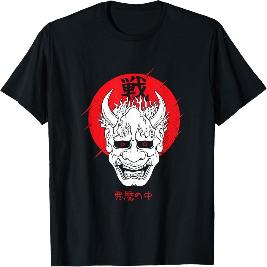 Эстетичная японская маска демона ёкая они harajuku Футболка S