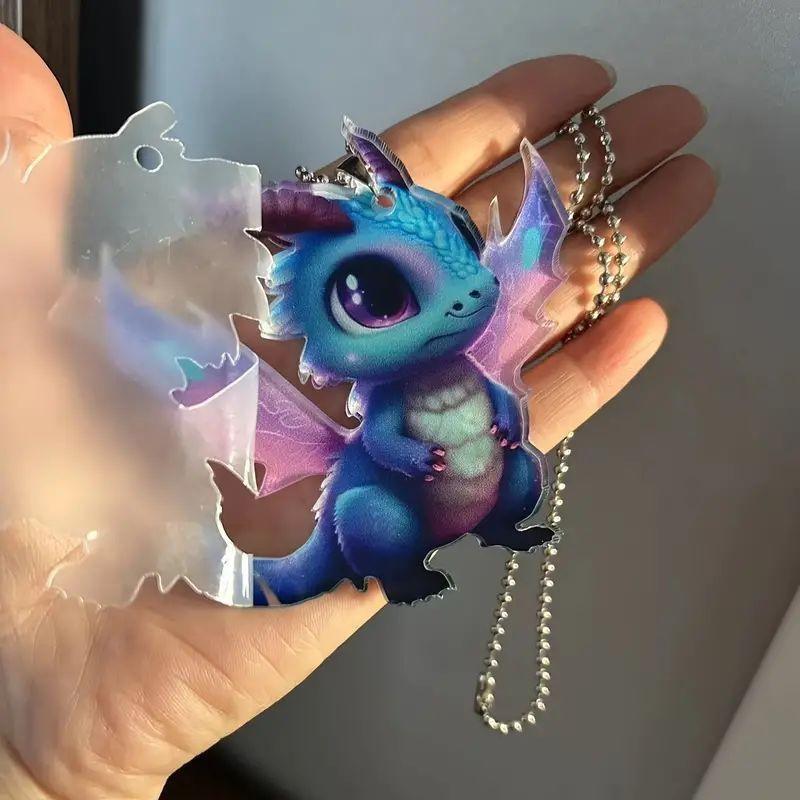 Vibrant Acrylic Dragon Pendant For Car Interior Decoration Playful Design Cartoon