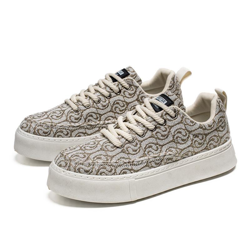 Men's shoes spring 2024 new casual shoes soft-soled sports board shoes canvas shoes Korean version versatile printed little white tide shoes
