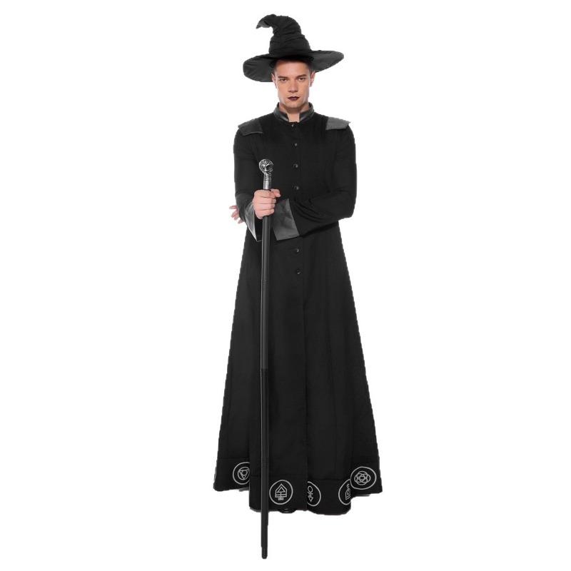 Halloween Black Wizard Wizard Robe Wicked Witch Adult Men's and Women's Stage Costumes