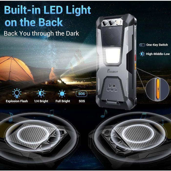 Téléphone Portable Incassable FOSSiBOT F106 Pro 15Go+256Go 6,58" 12000mAh Smartphone Robuste Android 14 Dural SIM 4G/NFC/IP68 Noir