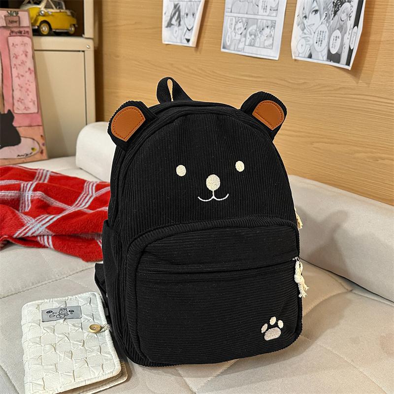 Cute Corduroy Backpack for Women & Girls – Adorable Bear Design Mini Backpack with Paws & Face, Perfect for School, Travel, and Daily Use