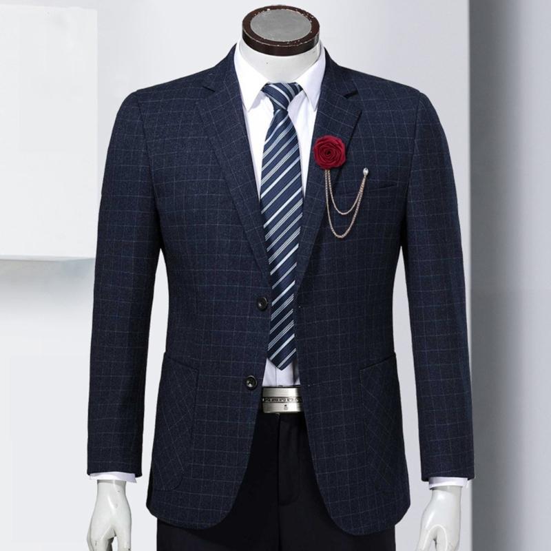 Bridegroom Wedding Brooches Cloth Art Rose Flower Lapel Pin Well-designed Badge Tassel Chain Chest Brooch Fashion Badge