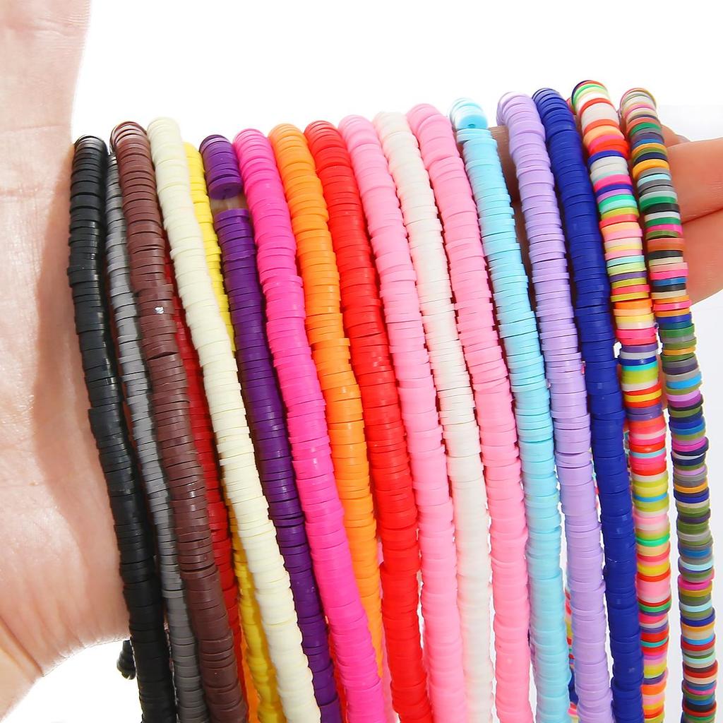 350 Stück 6 mm mehrfarbige Polymer-Ton-Flockenperlen für Schmuckherstellung, Armband, Halskette, Charm-Dekoration