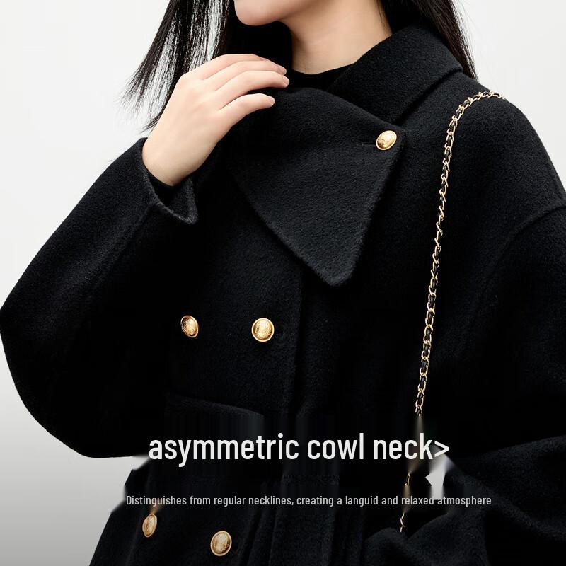 Qiusyiren Elegant 100% Merino Wool Lapel Overcoat