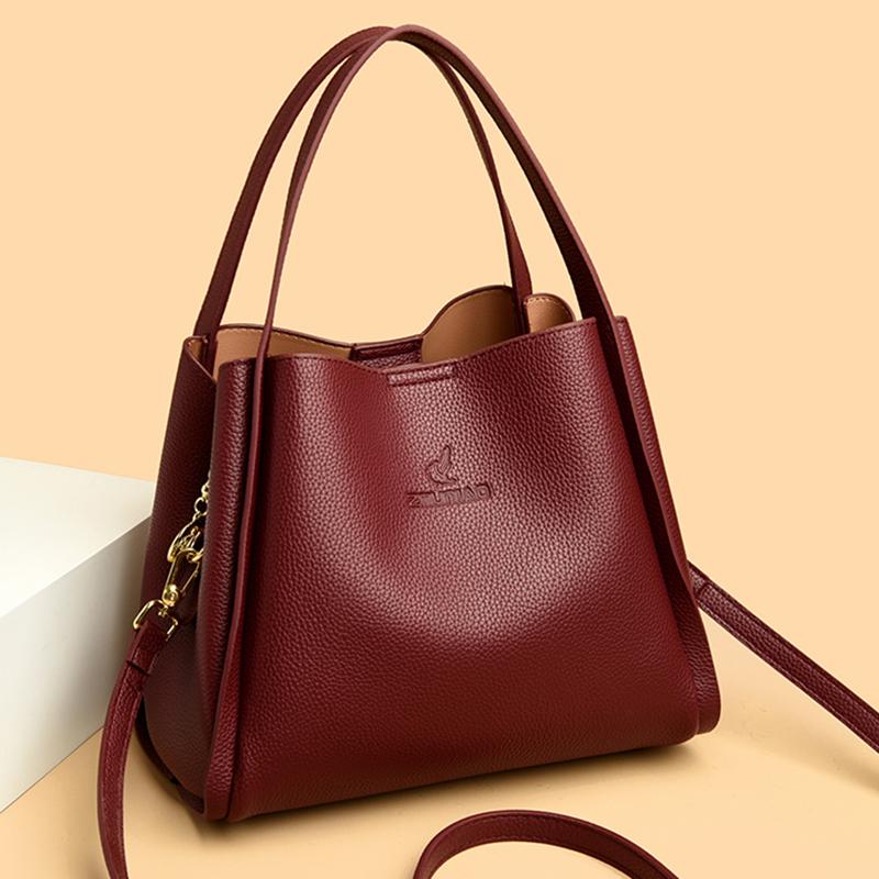 Large capacity versatile shoulder crossbody bucket tote women s bag красный