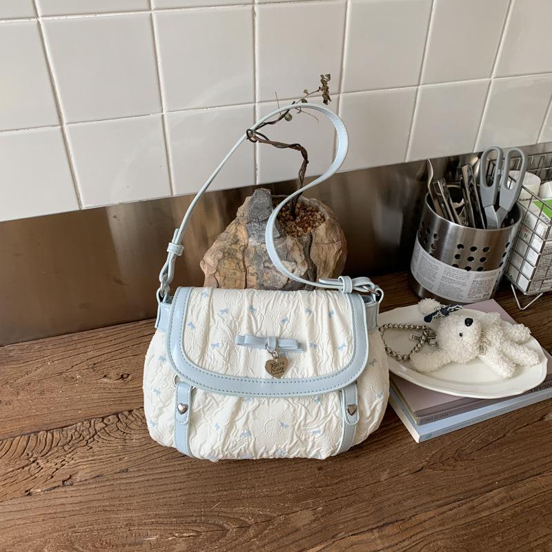 

2025 autumn foreign style new bow shoulder bag high value niche casual handbag women s underarm bag синій