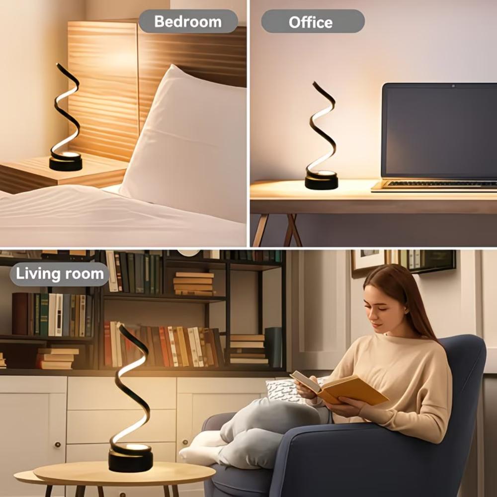 Modern Creative Spiral Table Lamp 3 Colors Dimmable USB LED Night Light for Living Room Office Bar Bedroom Decoration Lighting