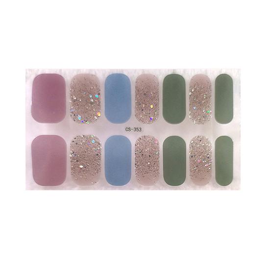 1 Sheet Gel Nail Strip UV Free Easy Apply Remove Self-adhesive Nail Sticker Long Lasting Waterproof Quality Glitter Solid Color Decorative Nail Wrap
